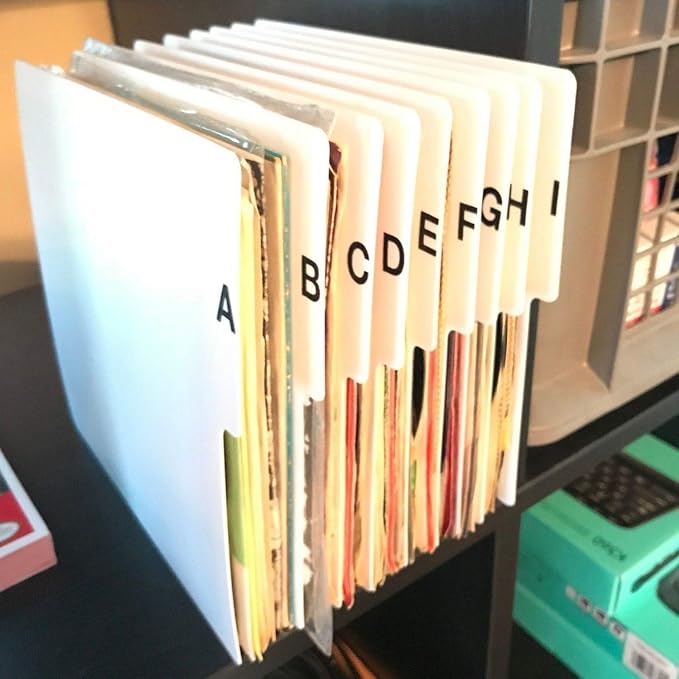 A-Z Vertical 7-inch (7in.) 45 RPM 45s Vinyl Record Index Dividers Organizational/Jukebox Organizers/Organization A to Z Alphabet Alphabetical Cards by capcollectibles