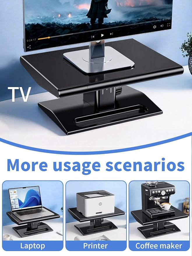 Computer Monitor Stand Riser for Desk,5.7-6.5 Inches Height Adjustable with Storage Drawer & Phone Holder,Workspace Desktop Organizer Monitor Stands Risers Shelf for Computer,Laptop,Printer,TV - Image 6