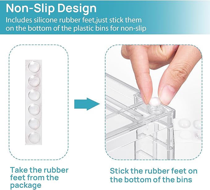 Vtopmart Clear Stackable Storage Drawers, 4 Pack Kitchen Cabinet Set | Medium and Small Pull-Out PET Drawers with Stackable Design for Kitchen Cabinets, Pantry, Under Sink, Medicine - Image 5