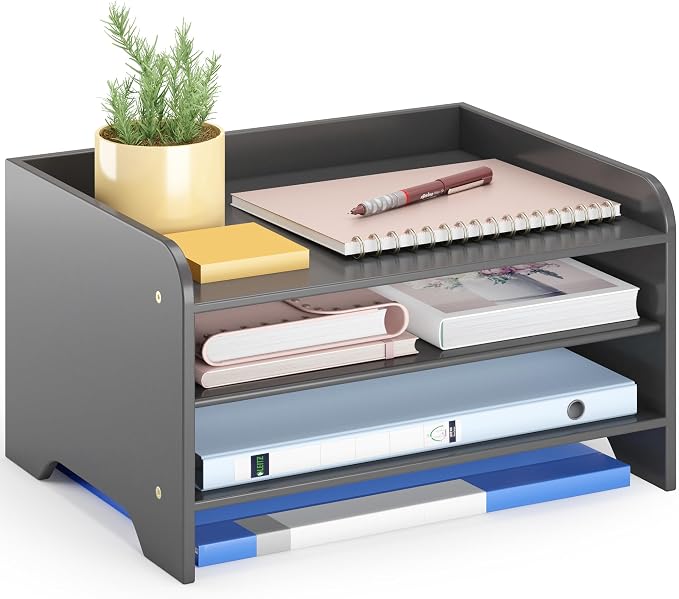 Bamboo File Organizer for Desk, Desktop Paper Tray and Mail Holder | Three open tiers keep A4/letter paper, folders, bills and mail sorted, visible and easy to reach while saving desk space - Image 7