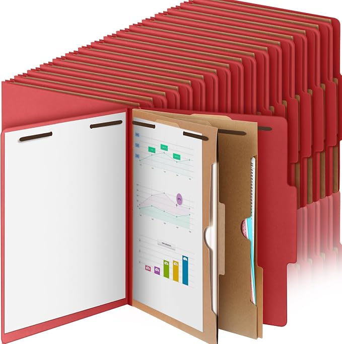 36 Pcs Skyygemm Classification Folder Letter Size, 2 Pocket File,Red | Back to School Supplies, File Organizer with Fastener, Expanding File Organizer Bulk for Office Employee, Staff, Teacher by Skyygemm