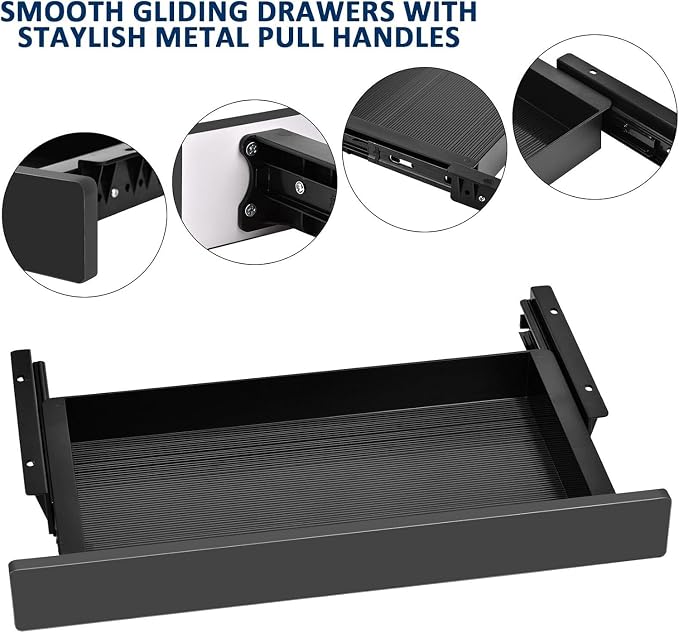 Under Desk Mounted Sliding Drawer to Pull Out, Attachable Desk Pencil Drawer with Ball-Bearing Slides, Metal and Plastic Storage Drawer (Black) - Image 5