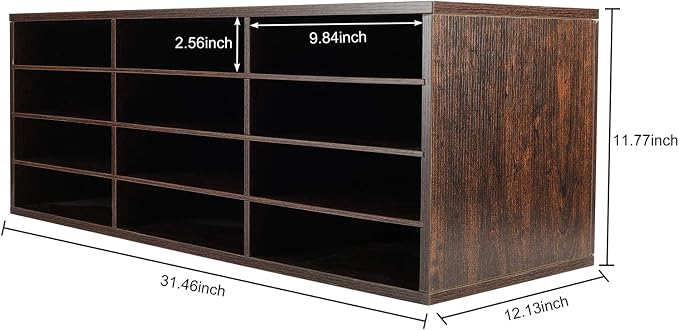Mail Sorter, Wood Countertop Literature Organizer, Student Mailbox for Classroom, Desktop Bill Paper Organizer for Office Home School, 12 Compartments, Brown - Image 5