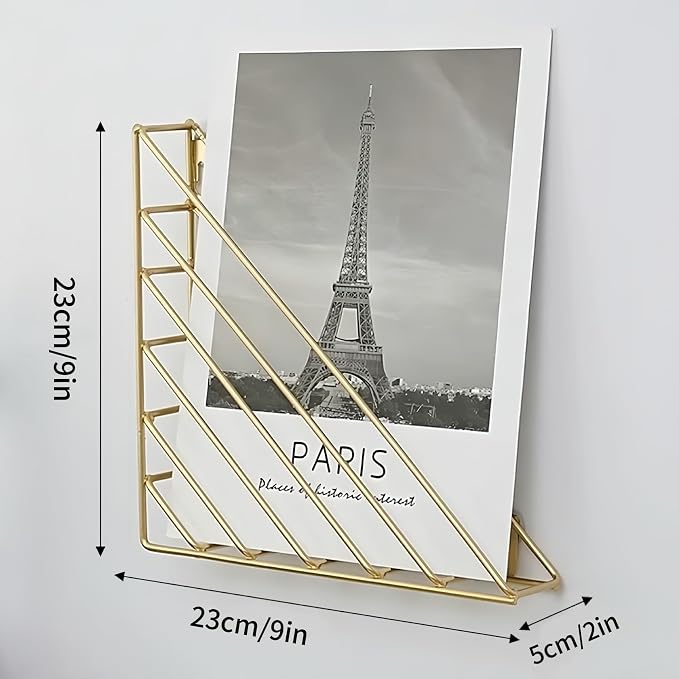 CROISSANT Wall Mounted File Organizer,Metal Magazine Basket, Wall Mounted Magazine Rack, Suitable for Hanging File Folders for Office Living Room (golden, 2 Pack) - Image 2