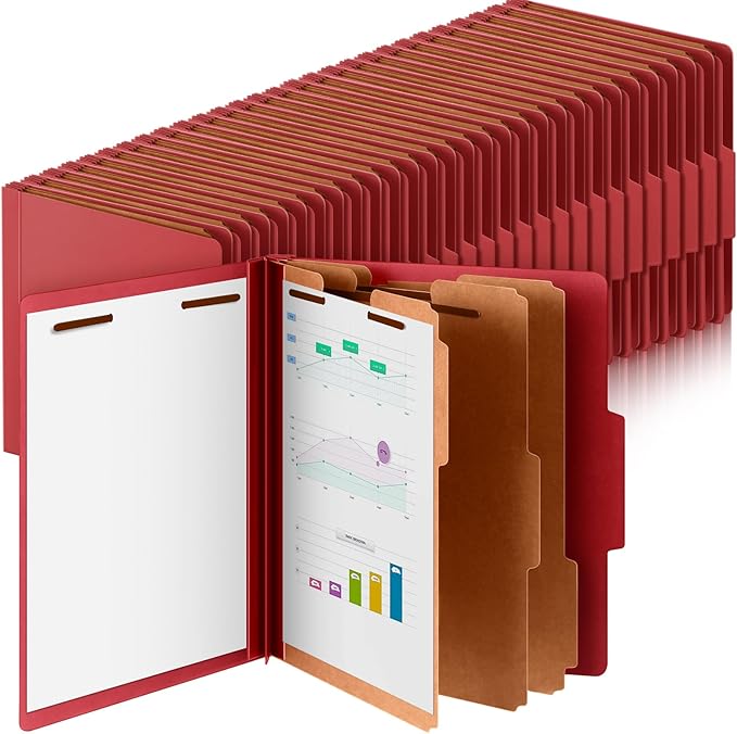 Skyygemm 72 Pcs Classification Folder Letter Size, 3 Divider File,Red | Back to School Supplies, Pressboard File with Fastener, Expanding Organizer Bulk for School Teacher, Office Employee, Staff by Skyygemm