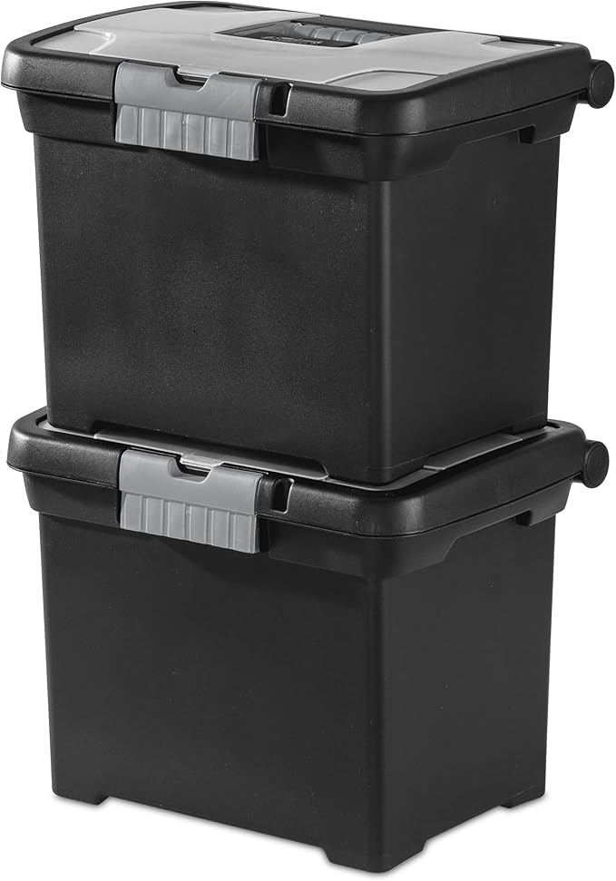 Sterilite Portable File Box, Letter File Storage Bin with Handle, 4 Pack | Heavy-Duty and Stackable Plastic Containers with Latches for Closet, Cabinet, Bedroom, Bathroom and Dorm Room Organization - Image 8