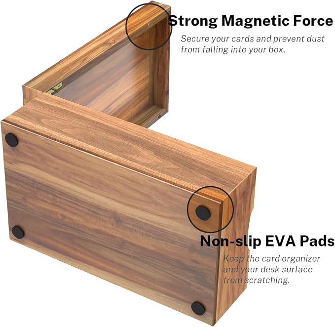 Neando 4’’x6’’ Index Card Holder, Acacia Index Card Box, Index Card Organizer Case, Wood Recipe Box with Dividers, 4 Compartments for 600 Cards, File Note Flash Card Holders - Image 4