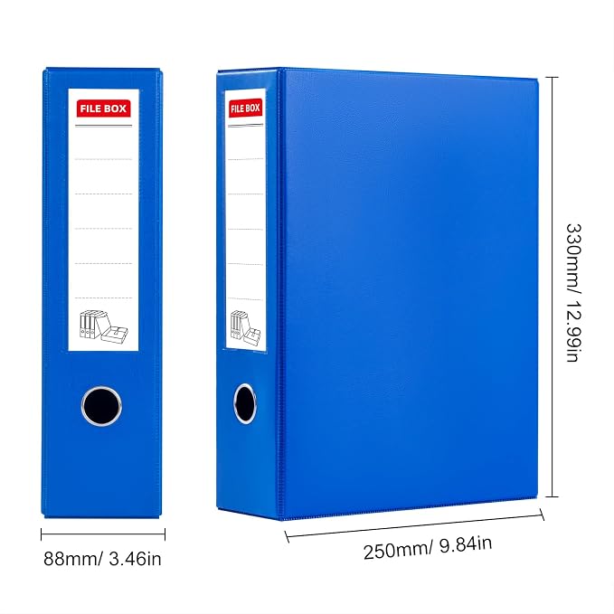 Storage File Boxes 4 Pack, Foldable File Box with Clip, 88mm Spine, Blue | Archives Cases with Magnetic Closure, Plastic Document File Organizer Storage - Image 2