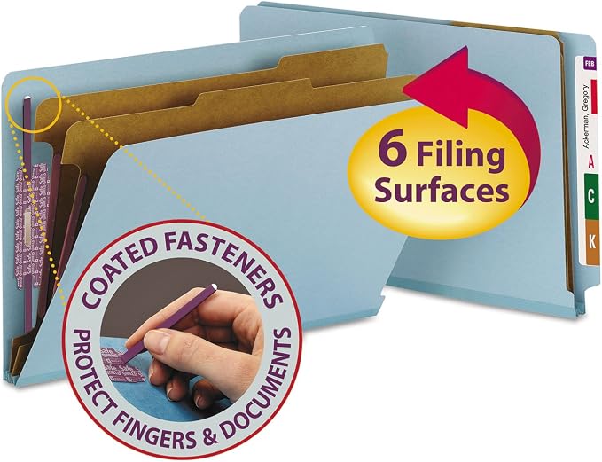 Smead End Tab Classification Folder, Legal, Straight, 2 Dividers, Blue, 10 per Box (29781) by SMEAD