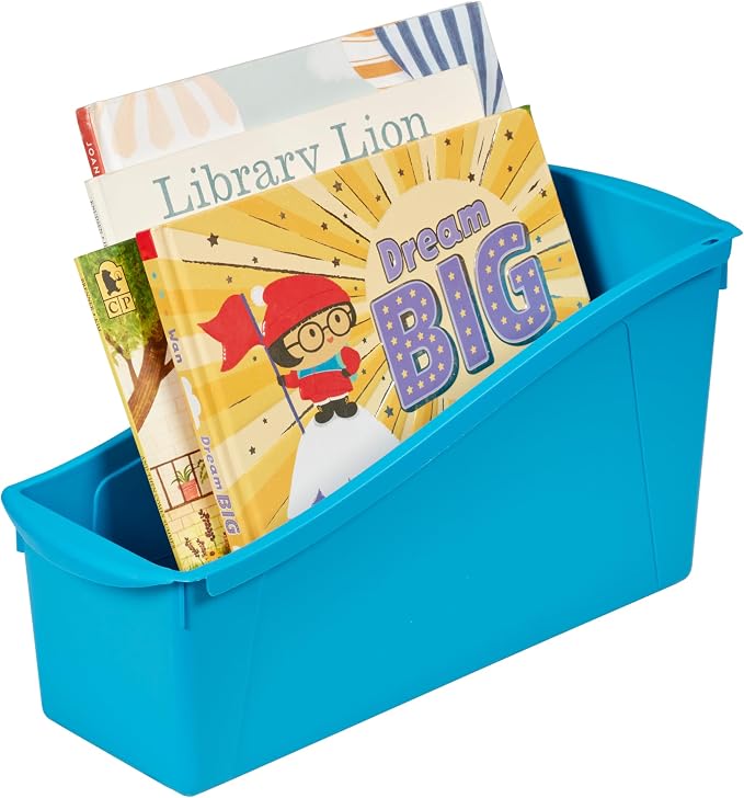 ECR4Kids Linking Plastic Storage Book Bin, Multipurpose Organization, Neon Blue, 10-Piece - Image 12