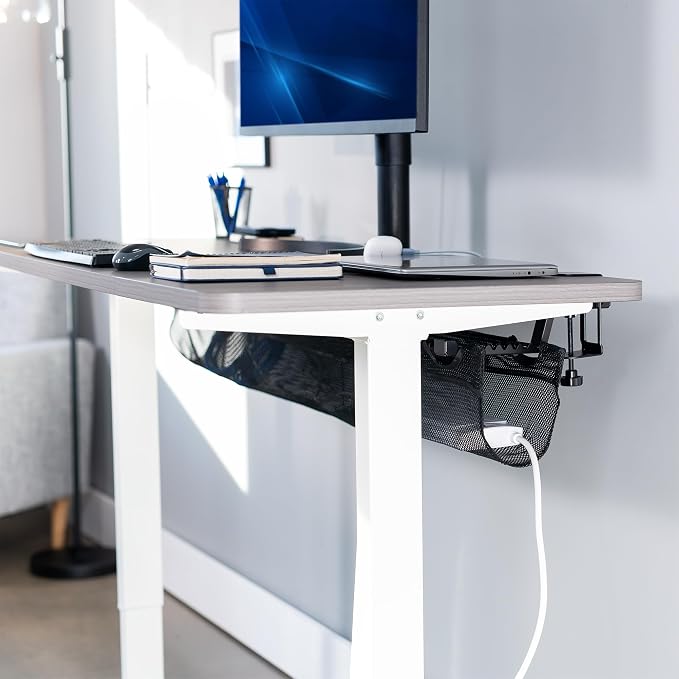 VIVO No Drill Clamp-on 55 inch Mesh Net Under Desk Cable Management Wire Organizer, Adjustable Home Office Standing Desk Cord Storage Sleeve, Black, DESK-AC55MH - Image 7