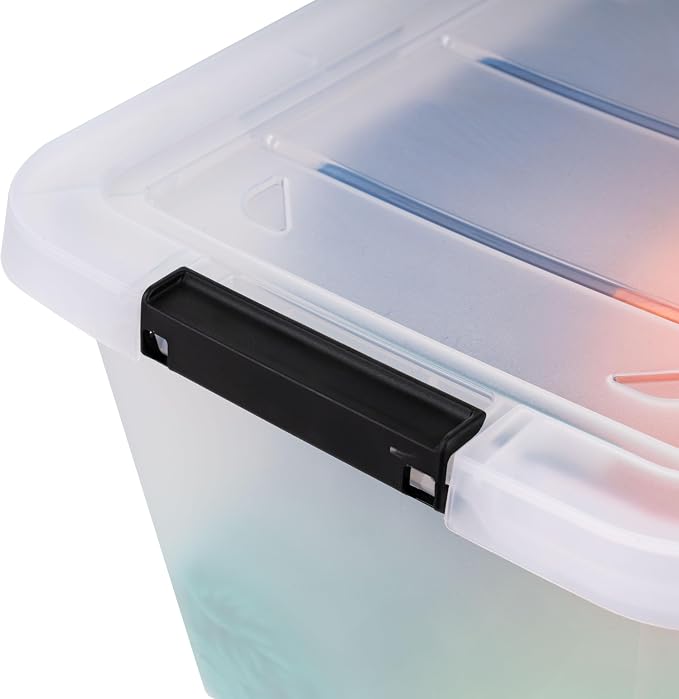 IRIS USA 6-Pack 13 Quart Clip Box with Latching Lid | Latching lid secures office and household supplies. Stackable, nestable design maximizes storage space - Image 6