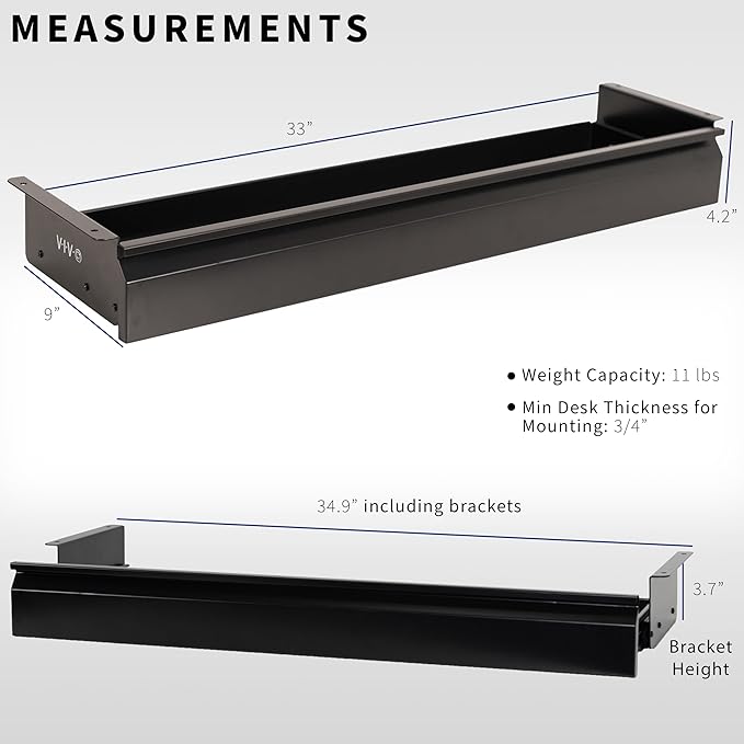 VIVO 33 inch Under Desk Slide Out Drawer without Shell, Home Office Storage Organizer, Black, DESK-AC03A-33B - Image 3
