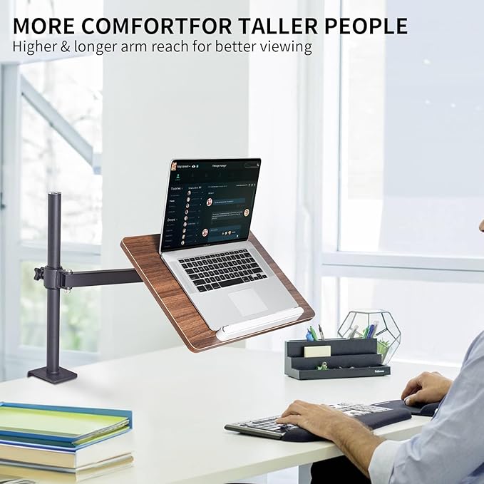 Adjustable Book Stand with Desk Clamp Mount, Wooden Reading Holder with Metal Arm, Black - Image 3
