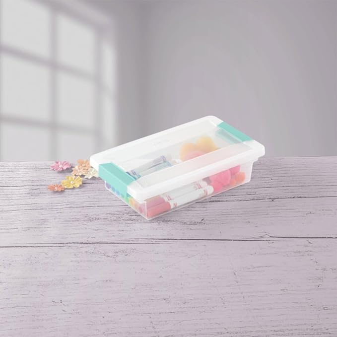 Sterilite Small Clip Box, Stackable Small Storage Bin with Latching Lid, Plastic Container to Organize Office, Crafts, Clear Base and Lid, (Pack of 6) | Storage Containers with Latching Lids for Writing, Arts or Crafts Supplies - Home, Office, Classroo... - Image 8