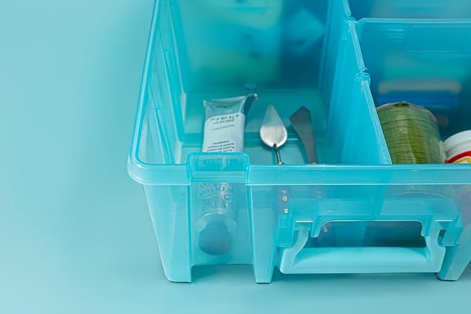 ArtBin 6990AA Super Satchel Double Deep, Portable Art & Craft Organizer with Handle, [1] Plastic Storage Case, Aqua Mist - Image 8