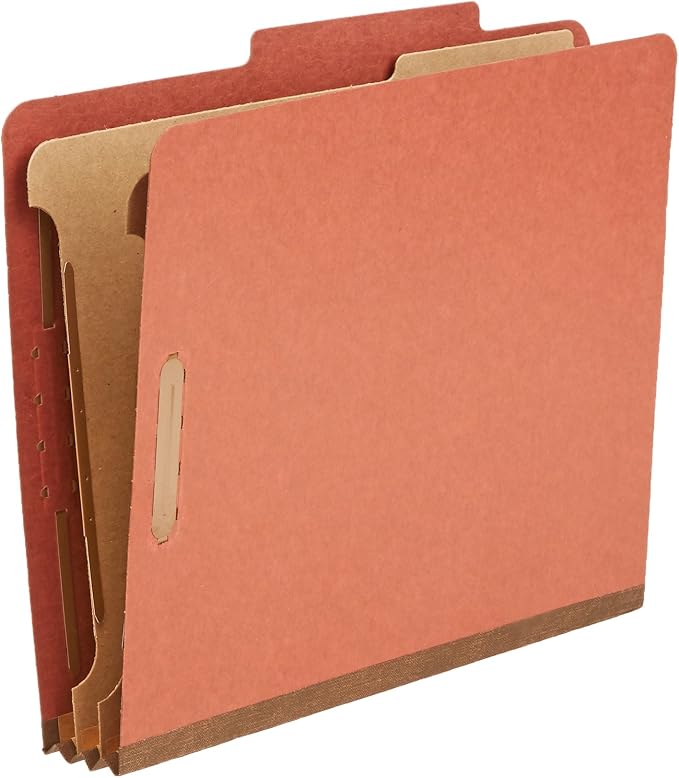 Amazon Basics Classification Folder with Prongs, Pressboard, 2 Dividers, 2-Inch Expansion, Letter Size, Red, Pack of 10, for Organizing Documents - Image 5