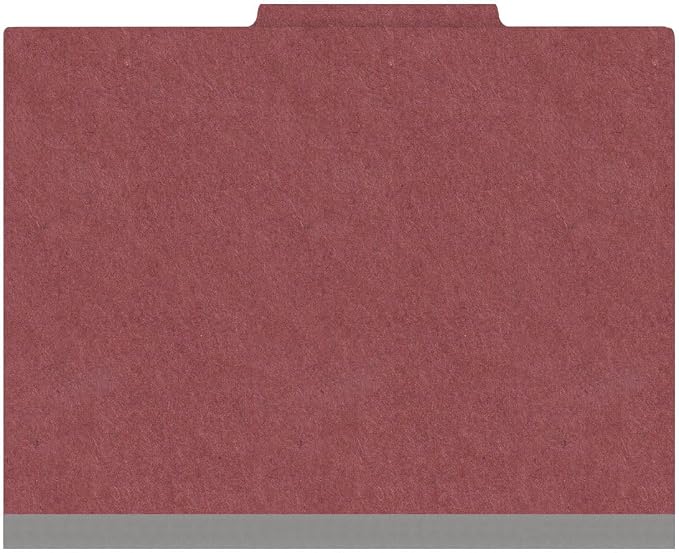 25 Pt. Pressboard Classification Folders, 2/5 Cut ROC Top Tab, Letter Size, 1 Pocket Divider, Dark Red (Box of 10) - Image 2