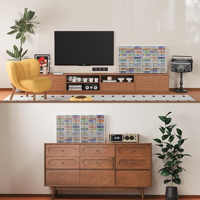 Cassette Tape Storage 51 Slot Desktop Rack 2PCS | Holds up to 102 Cassette Tapes, Wall-Mounted Design Keeps Audio Tapes Organized and Easy to Access - Image 7