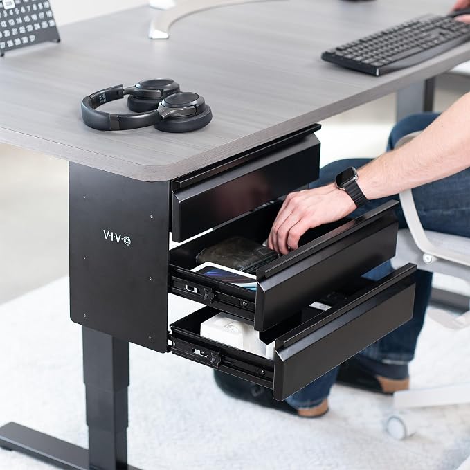 VIVO 16 in Slide Out Dual Tier Storage Drawer, Under Desk 3 Layer Organizer, Black, DESK-DR03 - Image 9