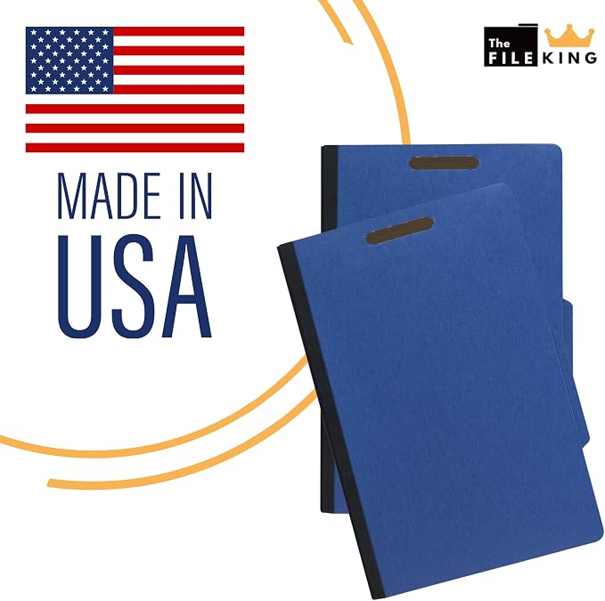 The File King Pressboard Classification Blue Partition File Folder | Legal Size - Box of 10 | Two Dividers | Six 2” Durable Fastener Prongs | 2/5 Cut Top Tab | 2” Expansion - Image 5