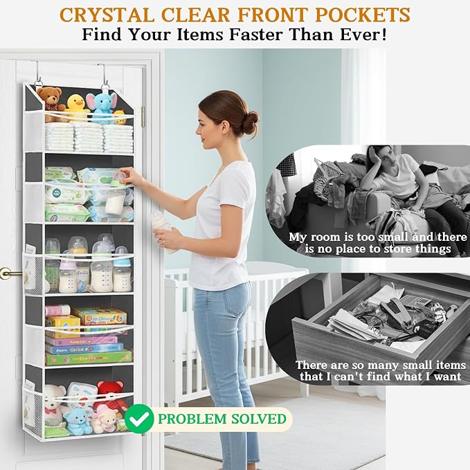 5Tiers Over Door Organizer, Weekly Clothes Organizer for Kids | 5 clear PVC front pockets, 10 mesh side pockets, weekly outfit planner, for kids, dorm, entryway, RV, 50 lbs capacity - Image 9