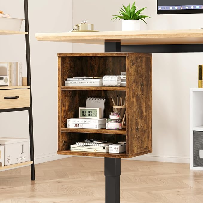 IBUYKE Under Desk Storage Cabinet Clamp on Desk Legs Shelf UTMZ012H | Adjustable Shelf, for Standing Desks Shelf, for Office,Elevating Your Workspace - Image 2
