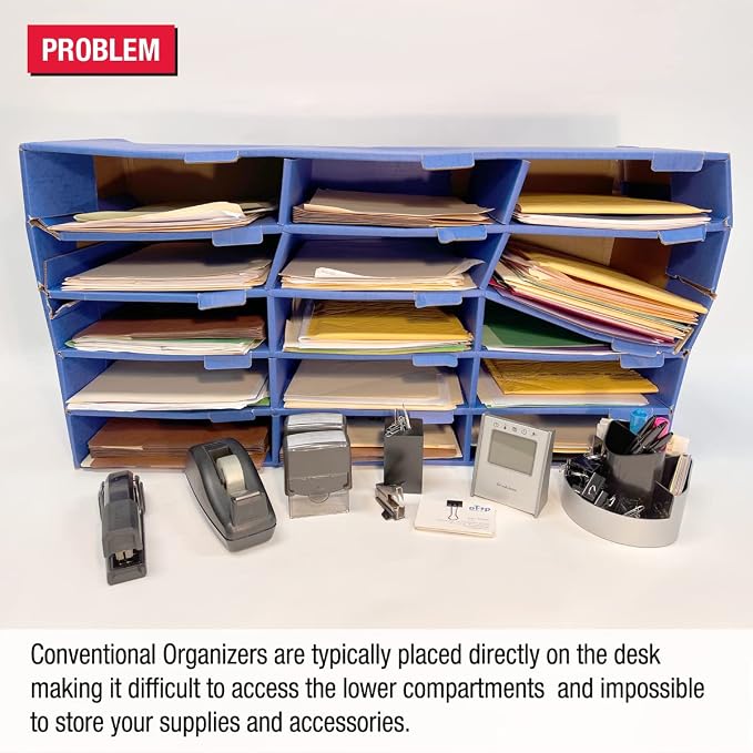 Ultimate Office TierDrop Riser Storage Base, Lifts Sorter 5 inches, 3 Slots | Unobstructed access to lower compartments; stores frequently used supplies underneath; fits top or bottom of TierDrop Sorter - Image 2