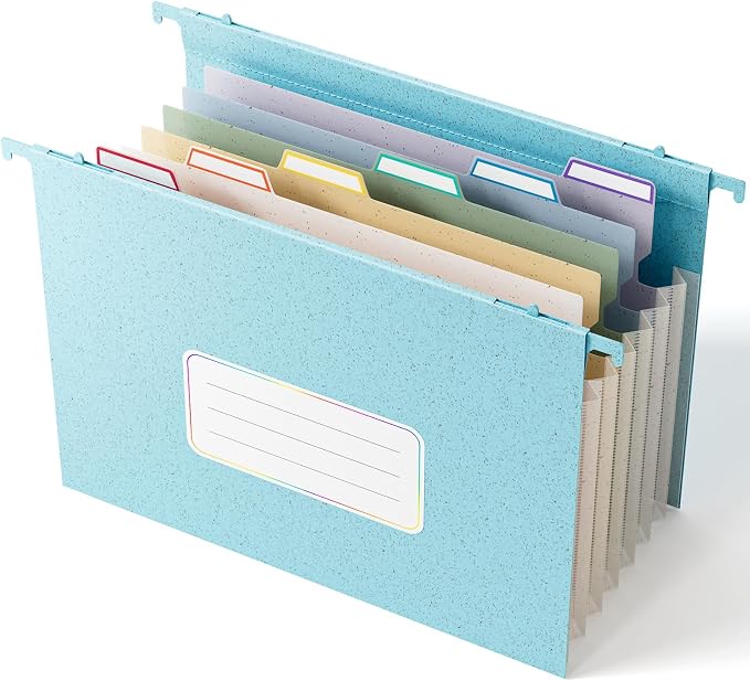 EcoStash Wheat Straw Expanding Hanging File Folders,1.2" Accordion Pockets File Organizer, Large Capacity,Letter Size for Filing Cabinet,100% BPA Free, Return to Nature, Healthy Living-Sky Blue | Large Capacity File Organizer,Letter Size for Filing Cab... - Image 7