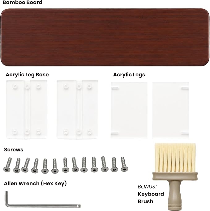 Bamboo Monitor Riser, Wide Desktop Monitor Stand for Desk with Clear Acrylic Legs, 31.5 x 8" Bamboo Wood Shelf, Fit Keyboard, Home Office Workspace Accessories,Study Stationaries Storage (Dark Brown) - Image 3