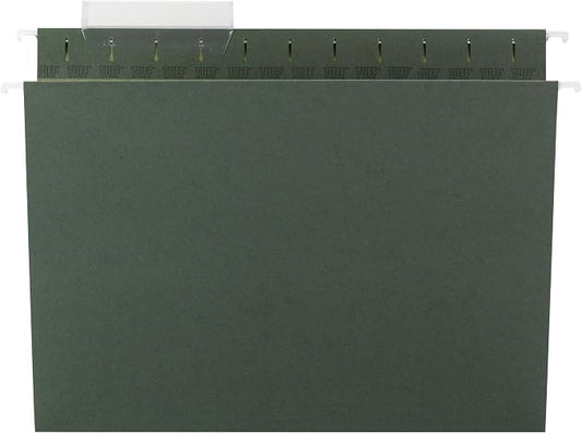 Smead TUFF Hanging File Folder with Easy Slide Tab, 1/3-Cut Sliding Tab, Letter Size, Standard Green, 20 per Box (64036, Rod Color May Vary) by SMEAD