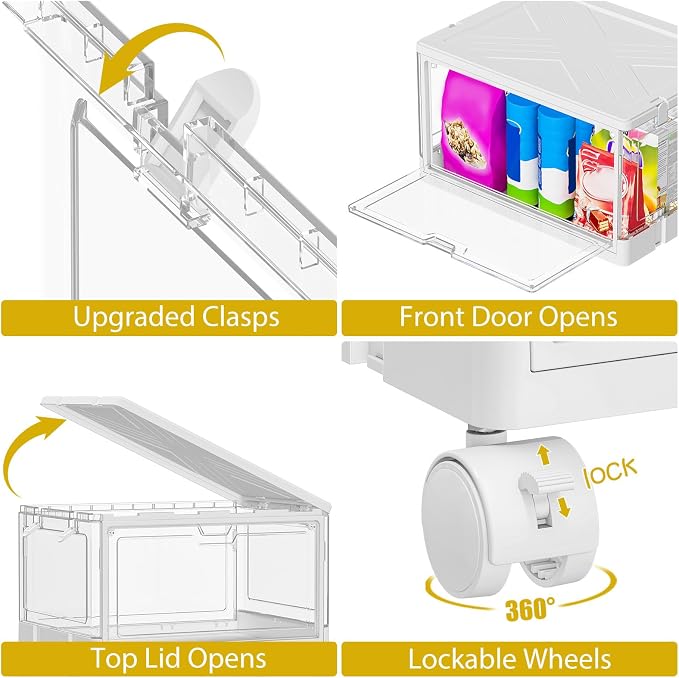 SNSLXH Clear Storage Bins with Lids & Wheels, Stackable Plastic Craft Containers, Large Closet Organizers Box for Bedrooms Living Rooms 24 QT, 4-Tiers - Image 4