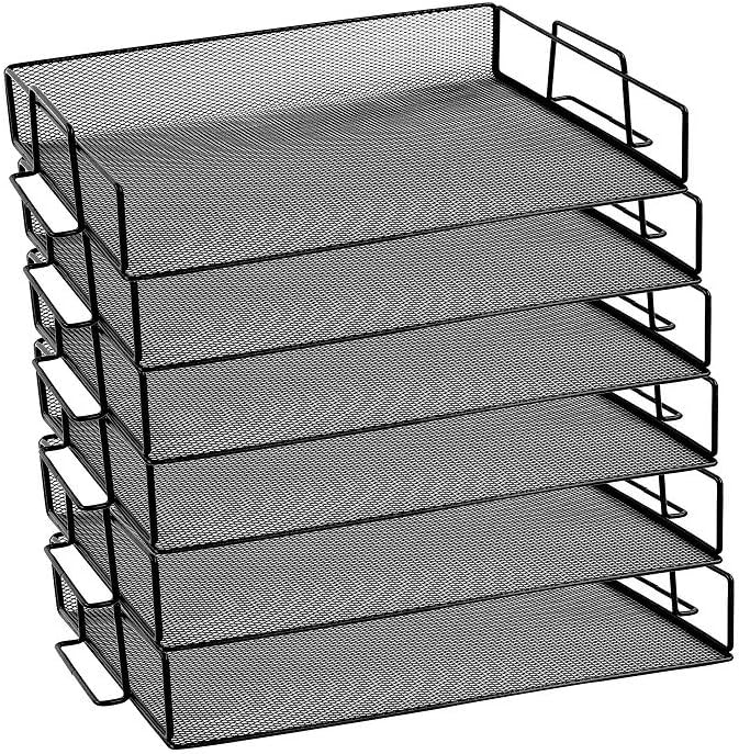 YBM HOME Mesh Stackable Letter Tray Desk Organizer for Documents, Papers, Files, and Legal Letters, Black Paper Tray Organizer for Desktop Office, Home, College or Dorm Room - 6-Pack, Black 2251-6 by YBMHome