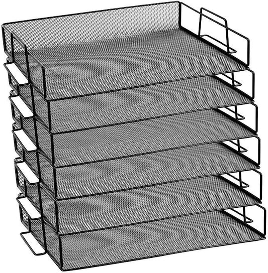 YBM HOME Mesh Stackable Letter Tray Desk Organizer for Documents, Papers, Files, and Legal Letters, Black Paper Tray Organizer for Desktop Office, Home, College or Dorm Room - 6-Pack, Black 2251-6 by YBMHome