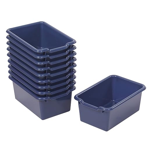 ECR4Kids Scoop Front Storage Bins, Multipurpose Organization, Navy, 10-Piece by ECR4Kids