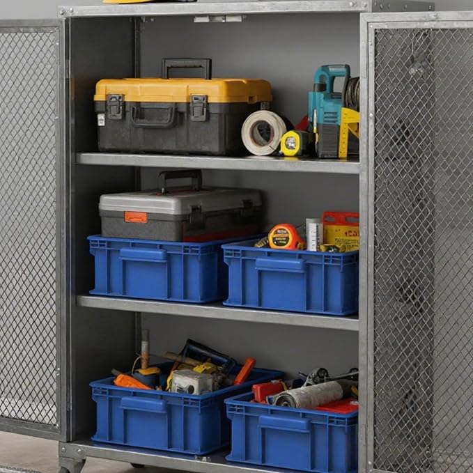 3-Pack Heavy Duty Part Bins, Stackable Tool Storage Bin for Hardware | Straight Wall Container for Screws, Nuts & Bolts, Industrial Organizer Bin for Wearhouse & Factory (13.5"L*10.3"W*5.1"H) - Image 6