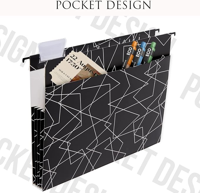 Y YOMA File Folder with Outside Pocket, 8.5 x 11-Inch, Black & White - Image 2