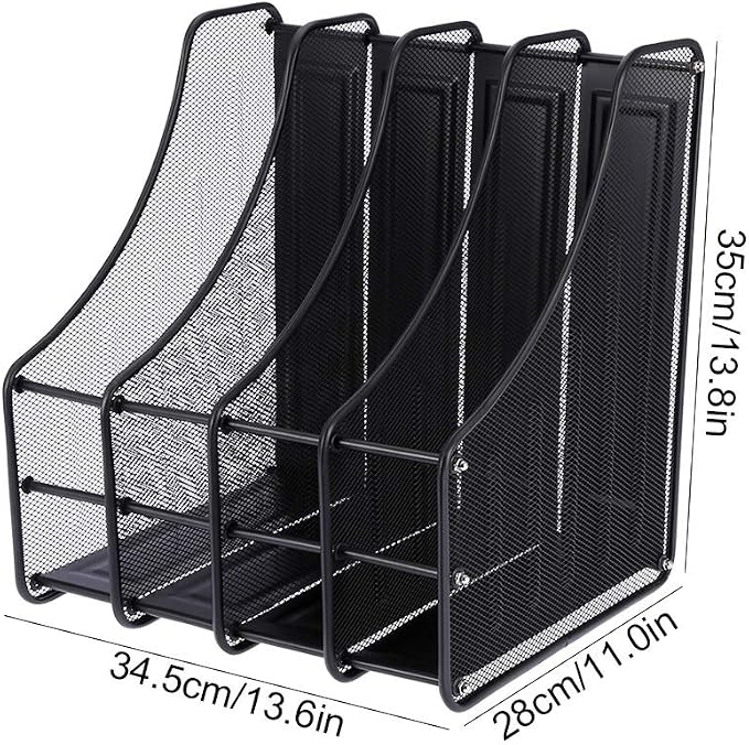 4 Slots Metal Magazine File Holder Book File Sorter Vertical Holder for Office Home School Keep Ddesk Clean. - Image 6