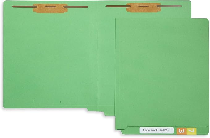 Blue Summit Supplies 50 Green End Tab Fastener File Folders, Letter Size | Durable 11pt green paper, straight cut end tabs, 2 prong fasteners, medical files, receipts, office reports - Image 3