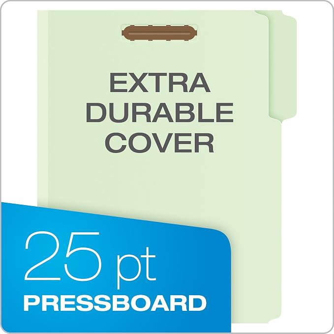 Pendaflex Pressboard Fastener Folders, Letter Size, Light Green, 2" Expansion, 1/3 Cut, 25/BX (17181) (Pack of 2) - Image 2