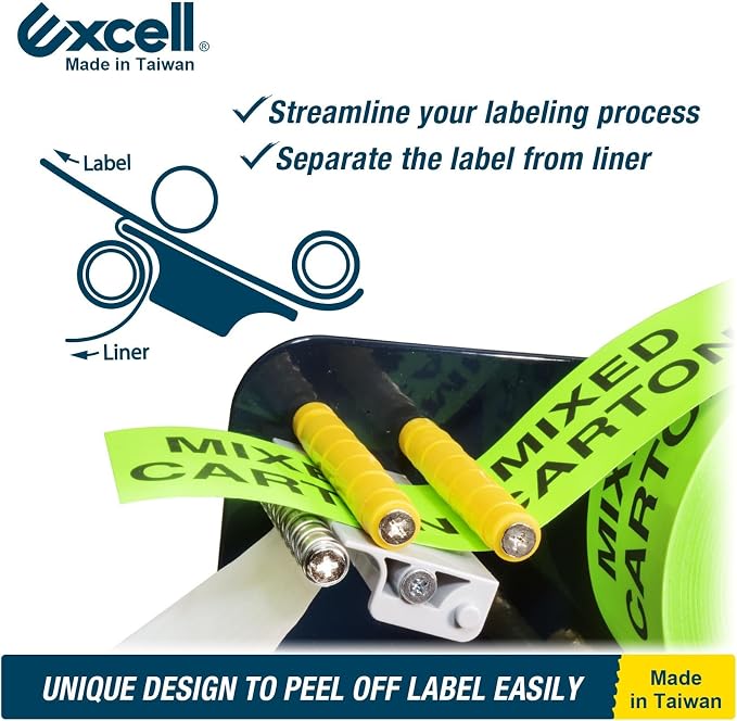 Excell LD-318 Manual Metal Label Dispenser (Fits 3" Wide Labels) | Pull-and-take design for easy peeling. Fits 3" wide multi-rolls. Sturdy metal dispenser with 4 non-slip suction cups. - Image 3