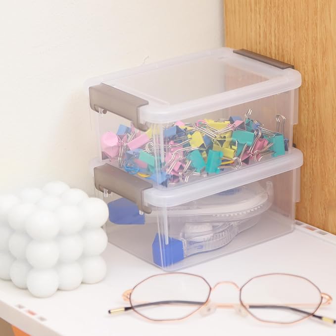 Citylife 0.53 QT 10 Packs Small Storage Bins Plastic Storage Container Stackable Box with Lids for Organizing, Clear White | Plastic Box for Beads, Buttons, Sewing Supplies, Office Supplies and Small Toys - Image 5