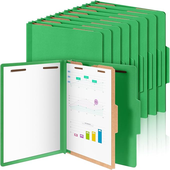 Skyygemm 24 Pcs Classification Folder Letter Size, 1 Divider,Green | Back to School Supplies, File Organizer with Fastener, Expanding File Organizer Bulk for Office Employee, Staff, Teacher by Skyygemm