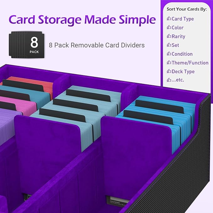 3-Row【2400+】 Trading Card Storage Box, Card Organizer Holder with 8 Dividers, Case Fit for MTG TCG Magic Commander Deck Playing Cards, Deck Box for Sport Card - Image 3