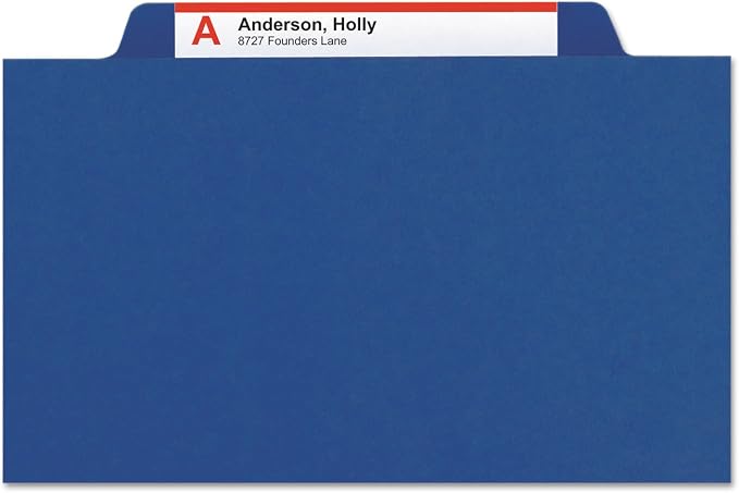 Smead Pressboard Classification File Folder with SafeSHIELD Fasteners, 1 Divider, 2" Expansion, Legal Size, Dark Blue, 10 per Box (18732) - Image 3