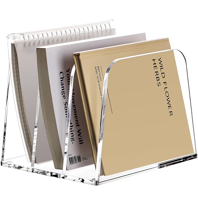 YUXUN Desk File Organizer,3-Section Vertical Clear Acrylic Desk Organizer File Holder Mail Sorter Office Organization for Office Home &Classroom（B5） by AcrylicBusinessCardHold