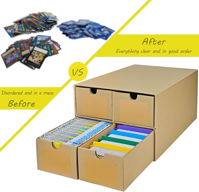 6 Sets Trading Card Storage Boxes, Includes 24-750 CT Boxes & 96 Dividers, 18000+ Trading Cards Organizer for Collectible Card Games, Sports Cards, TCG, with Labels & Pen - Image 7