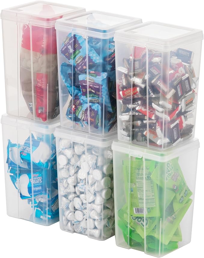IRIS USA Flip Top Storage Containers |Made in USA| Medium (6-Pack) - Clear | Vertical Bins with Removable Lids for Organizing Office, Craft, Pantry, Art, Ephemera & Study Supplies by IRISUSA