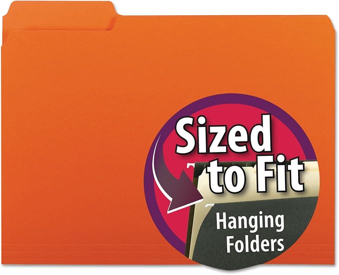 Smead Interior File Folder, 1/3-Cut Tab, Letter Size, Orange, 100 per Box, Expandable File Folders for Filing Cabinet by SMEAD