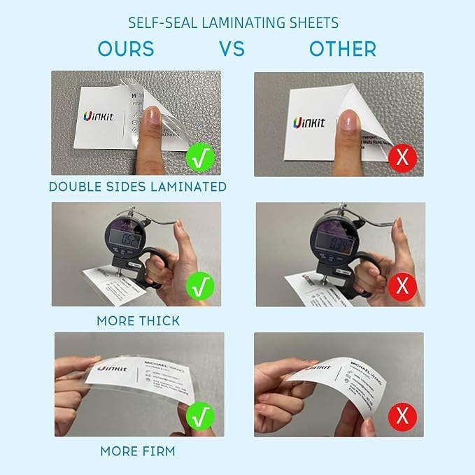 Uinkit 25Pack 4"x6" Self Seal Laminating Pouches, 10Mil Double-Sided for Recipe Cards & Photos, Waterproof Thick Plastic Sleeves to Preserve Pictures, Index Flashcards - Image 8